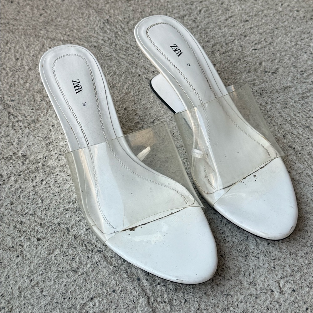 Zara Clear and White Women's Mules